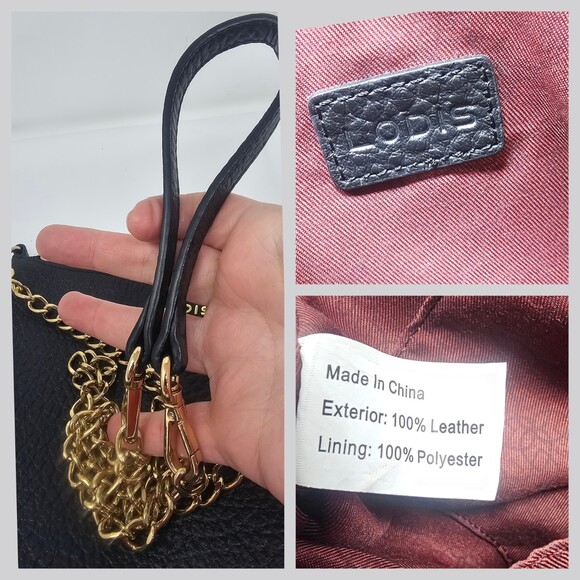 Lodis Emily 5 In 1 Convertible Black Pebbled Leather Chain Strap Crossbody Bag - Picture 5 of 8